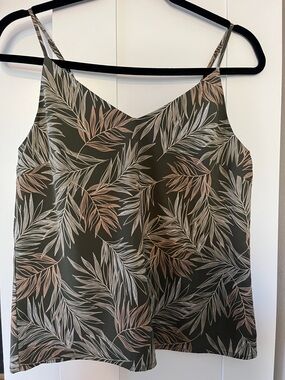 a new day Olive Leaf-Print Camisole with Beige and Cream Leaves
